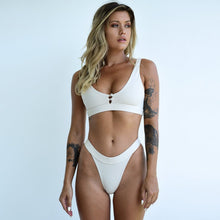 Load image into Gallery viewer, 2021 New Sexy Bikini Women Two Pieces Swimsuit Button Swimwear Female Solid Bathing Suit Summer Beach Wear Swimming Suit Biquini