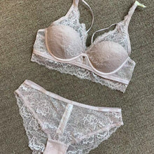Load image into Gallery viewer, 2021 New Sexy French Floral Lace Underwear Summer Ultra Thin Half Cup Breathable Gathered Embroidery Bra Suit B C D Cup Plunge