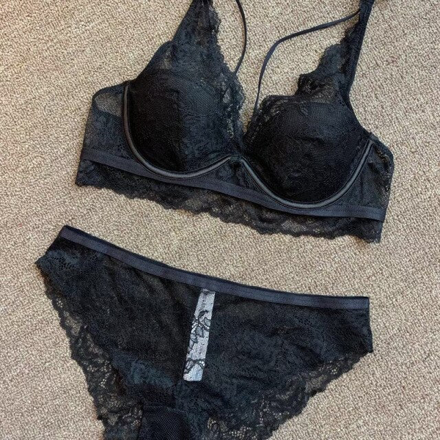 2021 New Sexy French Floral Lace Underwear Summer Ultra Thin Half Cup Breathable Gathered Embroidery Bra Suit B C D Cup Plunge
