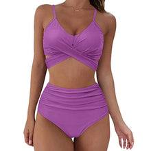 Load image into Gallery viewer, 2021 New Sexy High Waist Bikini Cross Swimwear Women Push Up Swimsuit Female Plus Size Bikini Set Bather Bathing Suit Beachwear