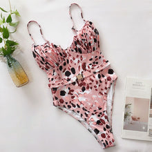 Load image into Gallery viewer, 2021 New Sexy Leopard Swimwear Tummy Cut Out One Piece Swimsuit Female Tassel Bather Hollow Out Bathing Suit Swim Wear Lady 3880