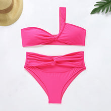 Load image into Gallery viewer, 2021 New Sexy One Shoulder Bikini High Waist Swimsuit Women Hollow Out Swimwear Female Push Up Bikini Set Bathing Suit Beachwear
