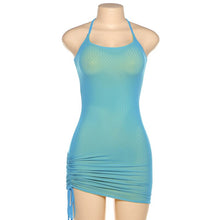 Load image into Gallery viewer, 2021 New Sexy Short Halter Dress Women Casual Drawstring Lace Up Bodycon Dress Ladies Slim Party Mini Hip Dresses