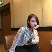 Load image into Gallery viewer, 2021 New Snakeskin bronzing chiffon print shirt women spring and summer foreign style fashion loose design niche shirt