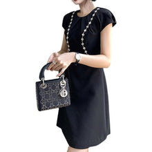 Load image into Gallery viewer, 2021 New Spring And Autumn Fashion Casual Short Sleeve V-neck Nail Drill Waist Show Thin Sexy Lace Dress