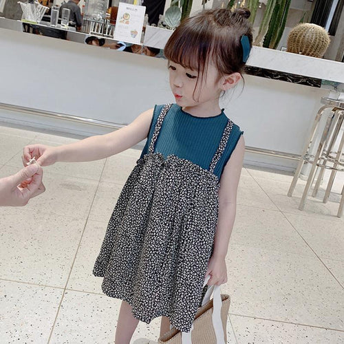 2021 New Style 1-6 Years Old Girls Princess Skirt Summer Cotton Children's Fake Two-piece Dress Girl Cute Female Baby Kids Dress