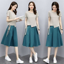 Load image into Gallery viewer, 2021 New Summer Crop Top And Short Skirt Suits Two Piece Set Women Fashion Style Casual Loose Mini Party Dresses Ladies Outfits