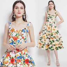 Load image into Gallery viewer, 2021 New Summer Fashion Floral Print Beach Dress Women&#39;s Spaghetti Strap Backless Sexy Layers Cake Ruffles Long Dress
