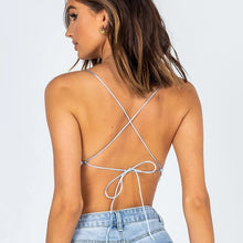 Load image into Gallery viewer, 2021 New Summer Sexy Heart -shaped Spaghetti Strap Short Women Tank Top Solid Bandage Draped Backless Strapless Crop Top