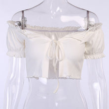 Load image into Gallery viewer, 2021 New Summer Sexy Lace Up Crop Top Women Casual Solid Butterfly Sleeve Bodycon Ladies Short Cardigan Top