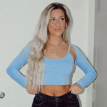 Load image into Gallery viewer, 2021 New Summer Sexy Tank Top Two Piece Set For Women Full Sleeve Solid Slim Crop Top Ladies Fashion Short Pullover Tops