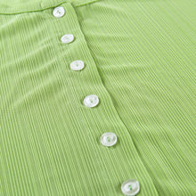 Load image into Gallery viewer, 2021 New Summer Solid Knitted Top Women Casual O Neck Single Breasted Ladies Sexy Short Sleeve Crop Tops