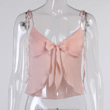 Load image into Gallery viewer, 2021 New Summer Solid Sling Tank Tops Women Slim Short Sexy All-Match Bow-Knot Corset Satin Crop Tops