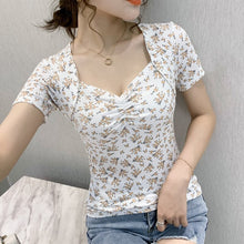 Load image into Gallery viewer, 2021 New Summer Sweet Floral Women&#39;s t-shirt Fashion Casual Short Sleeve V-Neck Tops Shirt Plus Size Blusas Tees