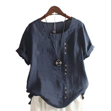 Load image into Gallery viewer, 2021 New Summer T Shirt Women Elasticity Woman Clothes Oversize Tops Plus Size Tshirt Maxi Female Short Sleeve Cotton Linen Tee