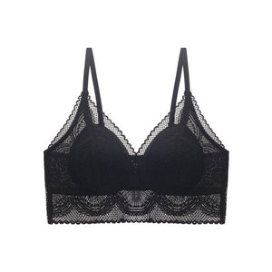 2021 New Summer Triangle Cup Lace Bra For Women Seamless Push Up Underwear Small Chest Bra One Piece Thin Sexy Lace Floral Bra