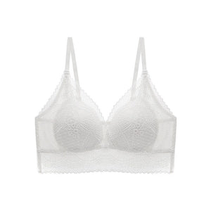 2021 New Summer Triangle Cup Lace Bra For Women Seamless Push Up Underwear Small Chest Bra One Piece Thin Sexy Lace Floral Bra