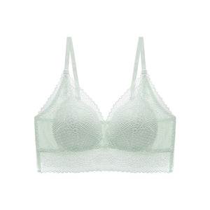2021 New Summer Triangle Cup Lace Bra For Women Seamless Push Up Underwear Small Chest Bra One Piece Thin Sexy Lace Floral Bra