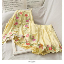 Load image into Gallery viewer, 2021 New Summer Women 2-piece Set Cotton Linen Embroidery Strapless Halter Top + Elastic Waist Loose Shorts Ladies Clothing Wear