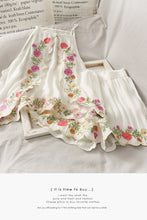 Load image into Gallery viewer, 2021 New Summer Women 2-piece Set Cotton Linen Embroidery Strapless Halter Top + Elastic Waist Loose Shorts Ladies Clothing Wear