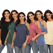 Load image into Gallery viewer, 2021 New Summer Women T-Shirts Fashion Sexy Off Shoulder Tops Solid Color  Slim T-Shirt Casual Loose Tee Shirts Femme