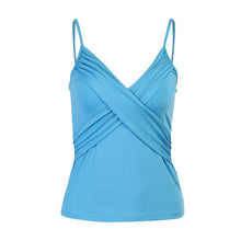 Load image into Gallery viewer, 2021 New Summer Women Tank Top Cross Wrinkle Display Chest Strap Sexy V Neck White Black Pink Blue Fashion Temperament
