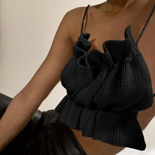 Load image into Gallery viewer, 2021 New Summer Women Tank Top Ruffles Backless Sexy Slash Neck Apricot Black White Fashion Temperament Lady Beautiful