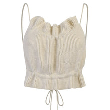 Load image into Gallery viewer, 2021 New Summer Women Tank Top Ruffles Backless Sexy Slash Neck Apricot Black White Fashion Temperament Lady Beautiful