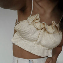 Load image into Gallery viewer, 2021 New Summer Women Tank Top Ruffles Backless Sexy Slash Neck Apricot Black White Fashion Temperament Lady Beautiful