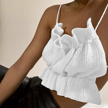 Load image into Gallery viewer, 2021 New Summer Women Tank Top Ruffles Backless Sexy Slash Neck Apricot Black White Fashion Temperament Lady Beautiful