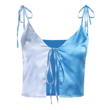 Load image into Gallery viewer, 2021 New Summer Women Tank Top Sexy Color Contrast Navel Camisole V Neck Blue Fashion Temperament Lady Beautiful