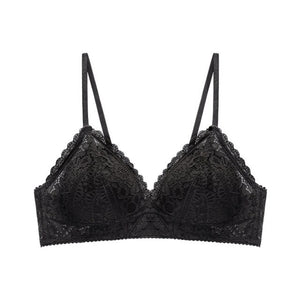 2021 New Triangle Cup Girls No Steel Ring Underwear French Lace Floral Push Up Bra Sexy Women's Seamless Bra Summer Thin