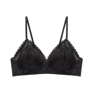 2021 New Triangle Cup Girls No Steel Ring Underwear French Lace Floral Push Up Bra Sexy Women's Seamless Bra Summer Thin