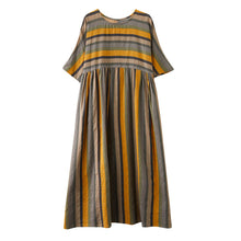 Load image into Gallery viewer, 2021 New Vintage Dress Women Cotton Linen Dress Striped Print O Neck Half Sleeve Loose Casual Summer Fashion Vestidos Female