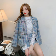 Load image into Gallery viewer, 2021 New Women Autumn Winter Luxury Suits Office Lady High Quality Elegant Plaid 3 Piece Set Tweed Coat Skirt + Shirt Outfits