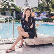 Load image into Gallery viewer, 2021 New Women One Piece Swimsuit Solid Sexy Zipper Swimwear Swim Skirt Summer Beach Wear Korean Style Bathing Suit
