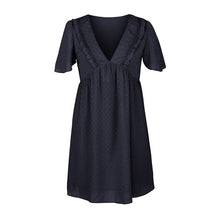 Load image into Gallery viewer, 2021 New Women Summer Dress Sexy Deep V-Neck Ruffled Short Sleeve High Waist Dots Loose Fit Elegant Beach Solid Female Vestidos