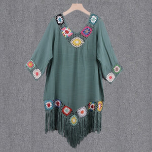 2021 New Women’s Crochet Chiffon Tassel Swimsuit For The Beach Bikini Cover Ups Swimwear