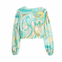 Load image into Gallery viewer, 2021 New spring summer women dress Bohemian floral print cropped hollow design sexy navel short top long sleeve chiffon shirt