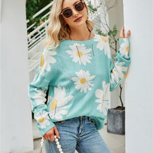 Load image into Gallery viewer, 2021 Oversized Thin Sweater Women Vintage Floral Loose Sweaters Pullovers Streetwear Autumn Knitted Jumper Femme  Sueter Mujer
