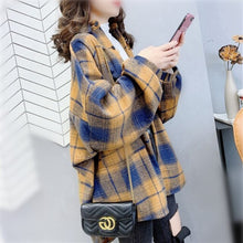 Load image into Gallery viewer, 2021 Plaid Shirts Women Top and Blouses Long Sleeve Oversized Cotton Ladies Casual Blusas  Loose Female Checked Street Shirt