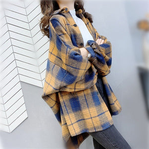 2021 Plaid Shirts Women Top and Blouses Long Sleeve Oversized Cotton Ladies Casual Blusas  Loose Female Checked Street Shirt