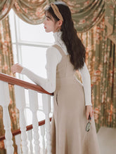 Load image into Gallery viewer, 2021 Pure Color Literary Retro Strap Dress Femininas Sleeveless Square Collar Pleated French Elegant Strap Dresses Fashion Fall