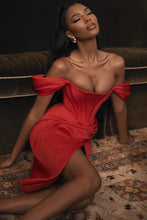 Load image into Gallery viewer, 2021 Satin Slim Fit Dress Women Banquet Dress Midi Off-the Shoulder Temperament Corset Dress Party Celebrity Evening Club Dress