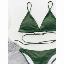 Load image into Gallery viewer, 2021 Sexy Bikini Push Up Bikini Set Bandage Women Swimsuit Female Green Swimwear High Waisted Biquini Swimming Suit Bathing Suit