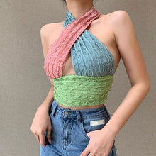 Load image into Gallery viewer, 2021 Sexy Halter Tops Female Fashion Sleevesless Vest Candy Color Chest Hollow Backless Summer  Streetwear New Crop Tops Women