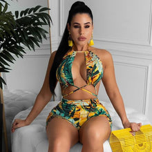 Load image into Gallery viewer, 2021 Sexy High Waist Bikini Swimwear Women Swimsuit Leaf Print Bikini Set Bandage Bathing Suits Summer Beach Wear Swimming Suit