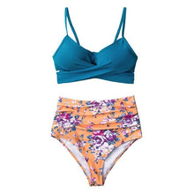 Load image into Gallery viewer, 2021 Sexy Leaf Print Bikini Female Swimsuit Women Swimwear Thong Push Up Bikinis Set High Waist Swimming Suits for Bathing Suit