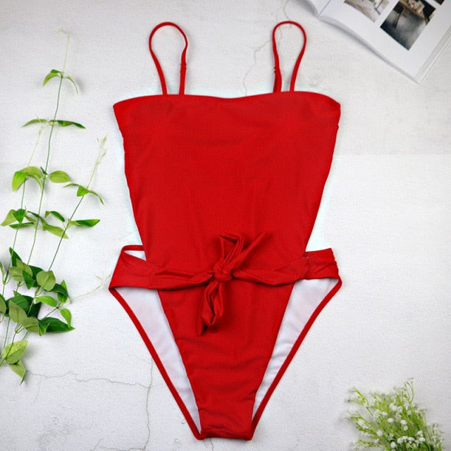 2021 Sexy Swimsuit Women Swimwear One Piece Halter One Piece Push Up Swimsuit Bandage Bathing Suit Wear Female Beachwear 3336
