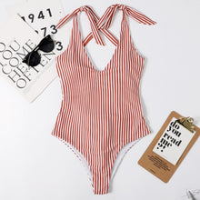 Load image into Gallery viewer, 2021 Sexy Swimsuit Women Swimwear One Piece Halter One Piece Push Up Swimsuit Bandage Bathing Suit Wear Female Beachwear 3336